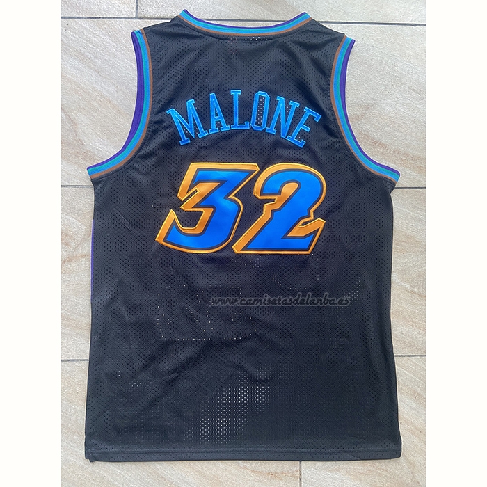 Camiseta Utah Jazz Karl Malone NO 32 Mitchell & Ness 1996-97 Negro